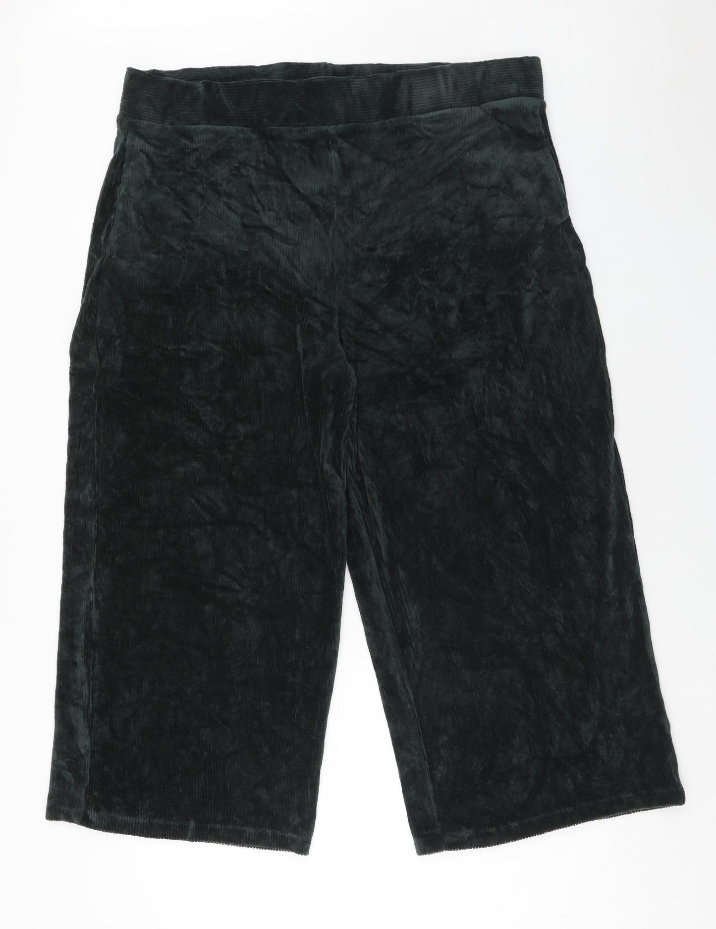 Marks and Spencer Womens Green Cotton Cropped Trousers Size 22 Regular