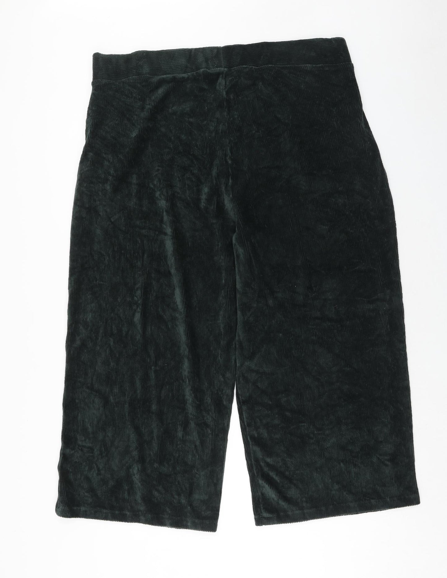 Marks and Spencer Womens Green Cotton Cropped Trousers Size 22 Regular