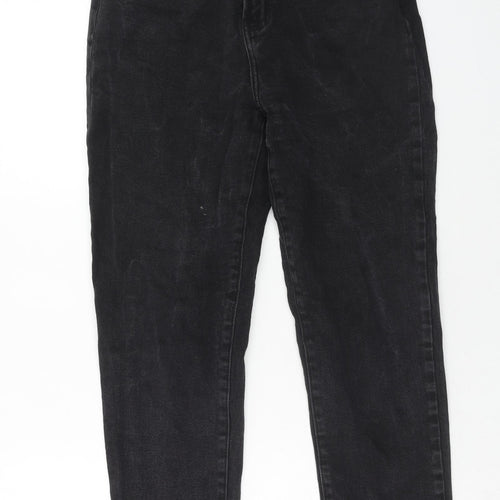 Denim & Co. Womens Black Cotton Straight Jeans Size 14 Regular Zip
