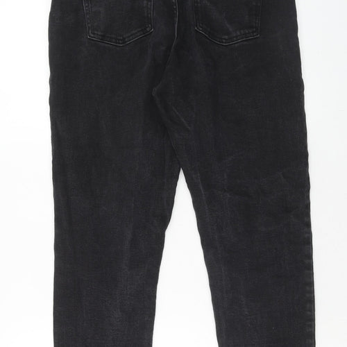 Denim & Co. Womens Black Cotton Straight Jeans Size 14 Regular Zip
