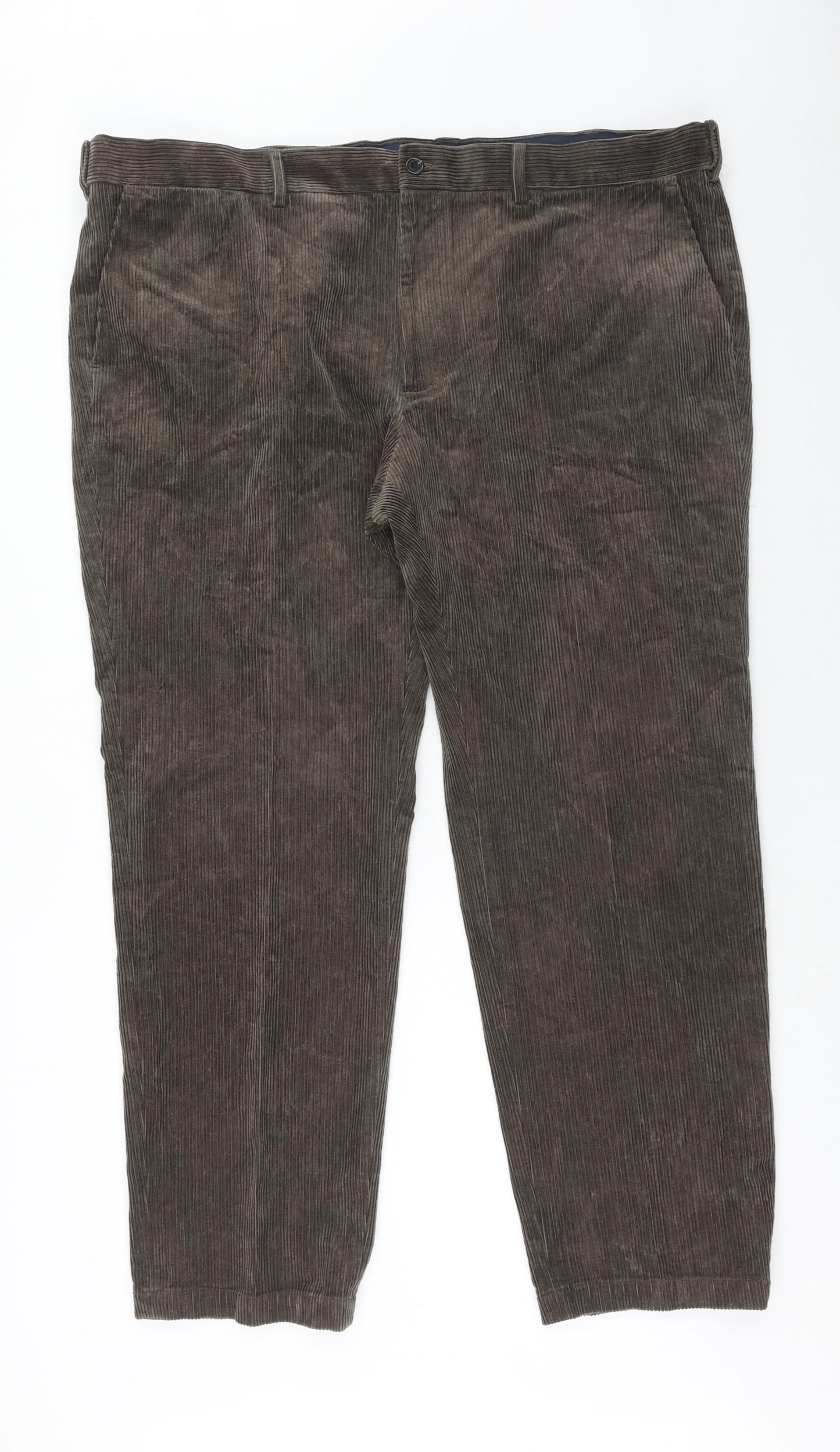 Marks and Spencer Mens Brown Cotton Trousers Size 46 in L31 in Regular Zip