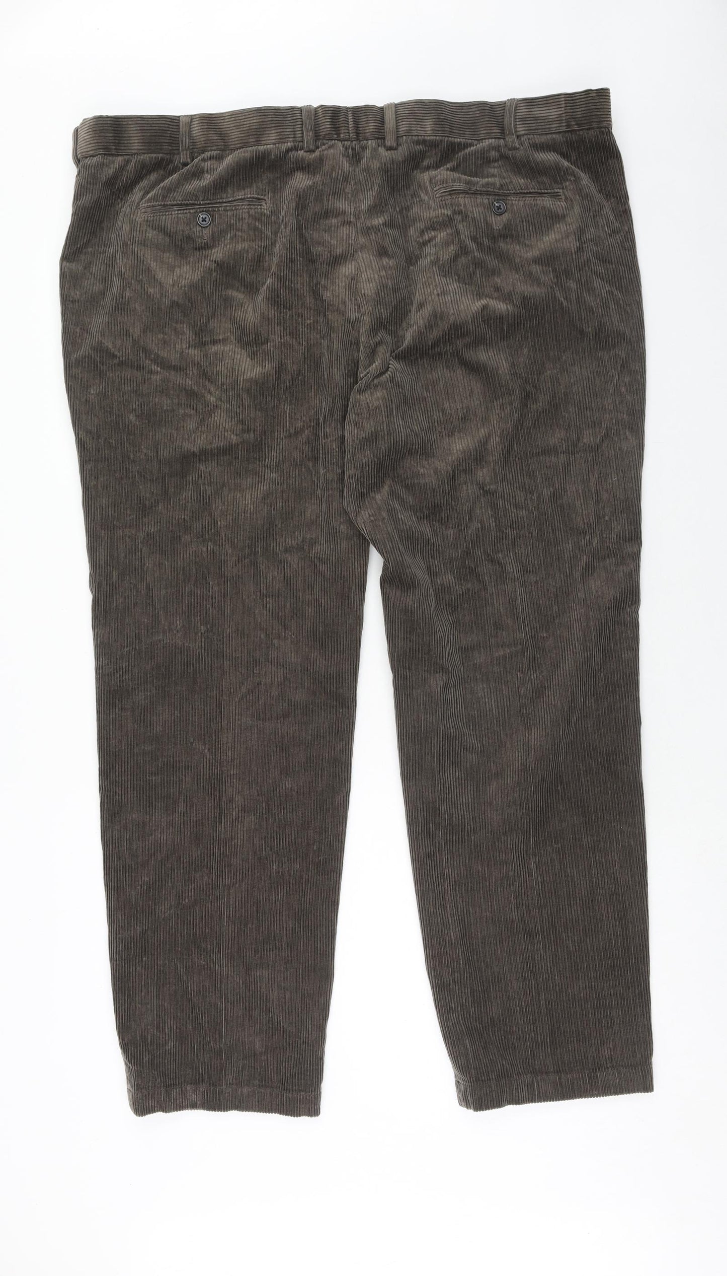 Marks and Spencer Mens Brown Cotton Trousers Size 46 in L31 in Regular Zip