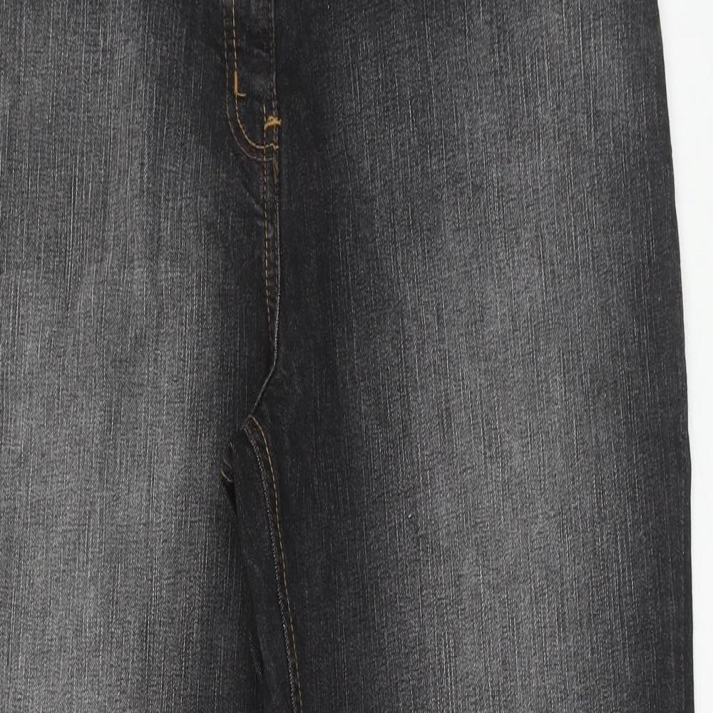 Papaya Womens Black Cotton Straight Jeans Size 14 Regular Zip