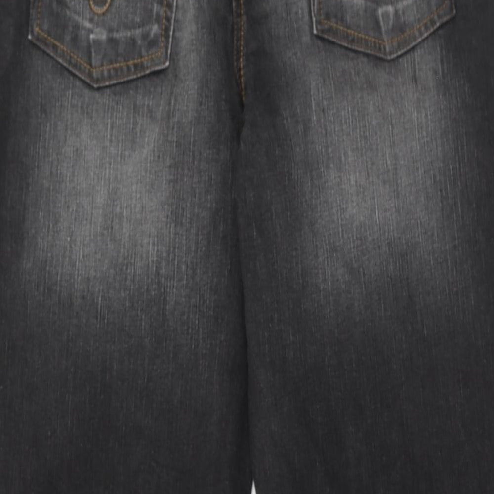 Papaya Womens Black Cotton Straight Jeans Size 14 Regular Zip