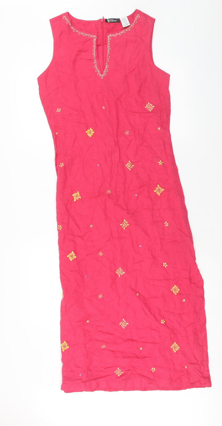 boutique Europa Womens Pink Viscose Pencil Dress Size 4XL V-Neck Pullover