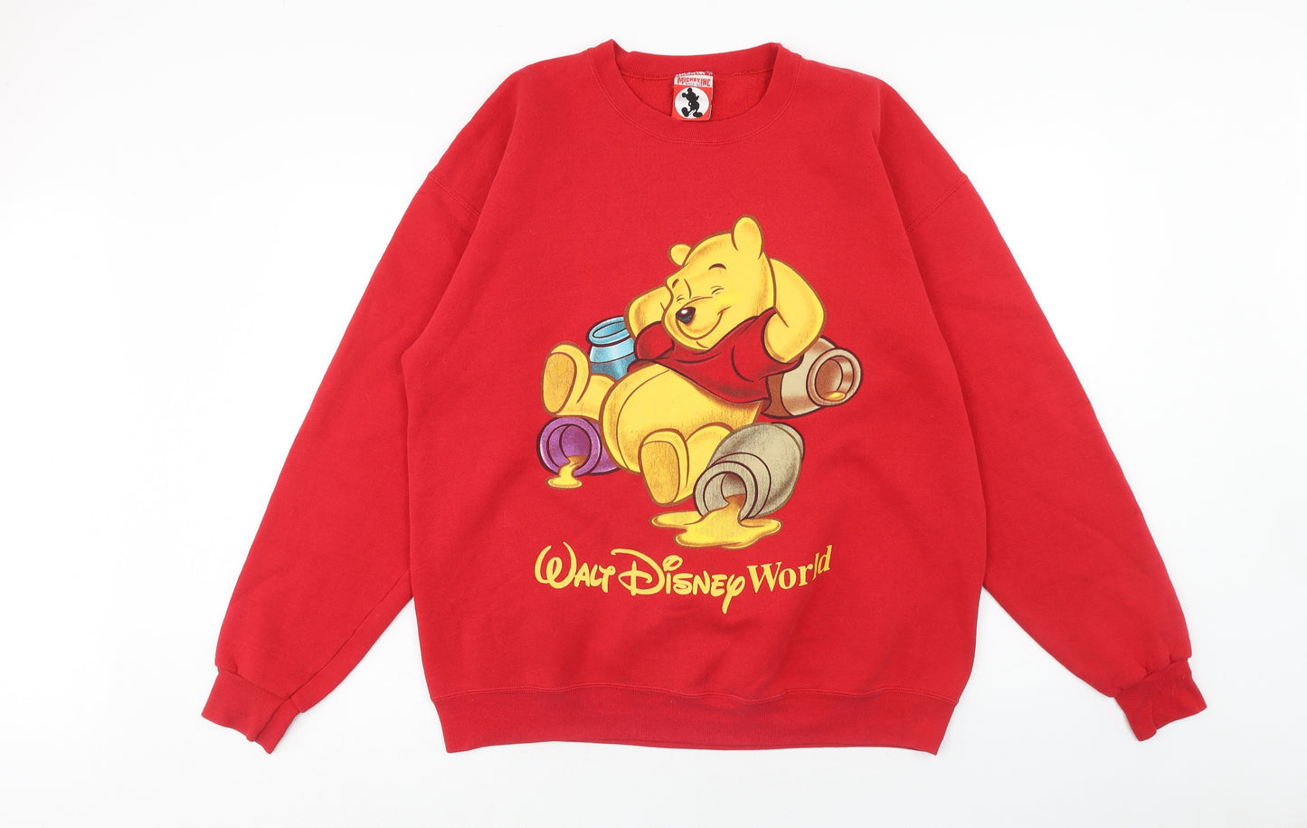 Disney Mens Red Cotton Pullover Sweatshirt Size XL - Winnie The Pooh