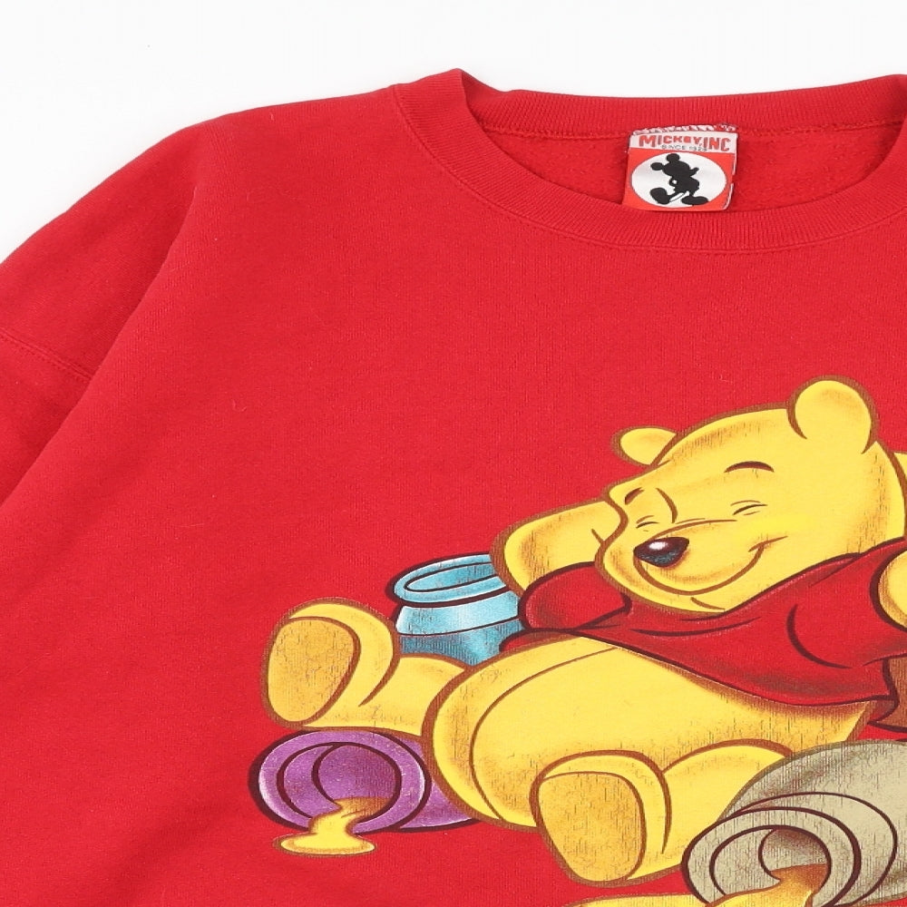 Disney Mens Red Cotton Pullover Sweatshirt Size XL - Winnie The Pooh