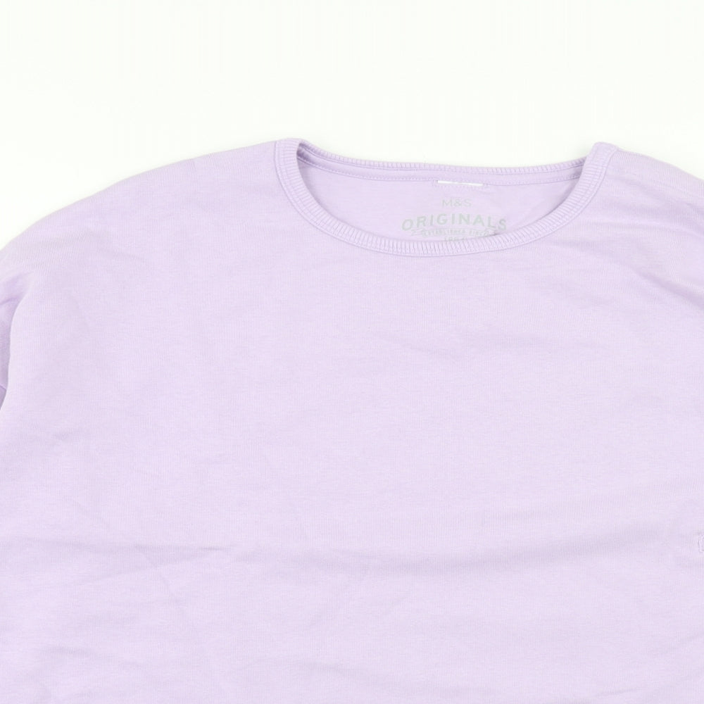 Marks and Spencer Girls Purple Cotton Pullover Sweatshirt Size 14-15 Years Pullover