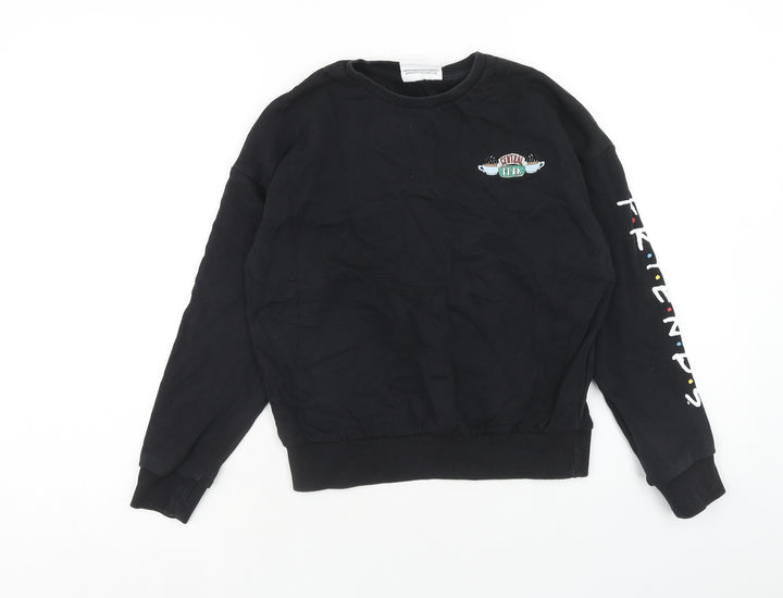M&Co Girls Black Cotton Pullover Sweatshirt Size 12 Years Pullover - Central Perk