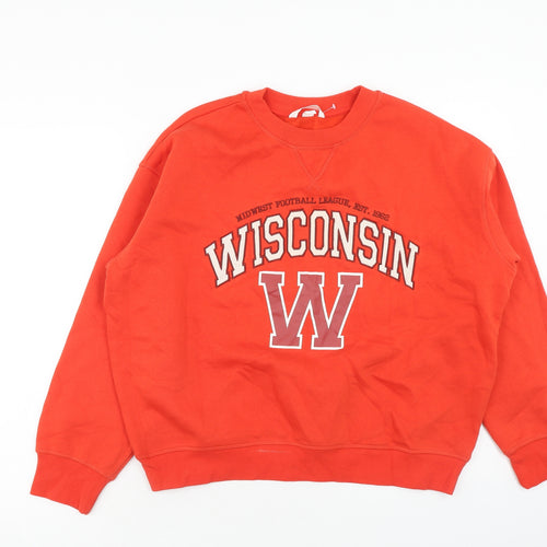 H&M Womens Red Cotton Pullover Sweatshirt Size M Pullover - Wisconsin