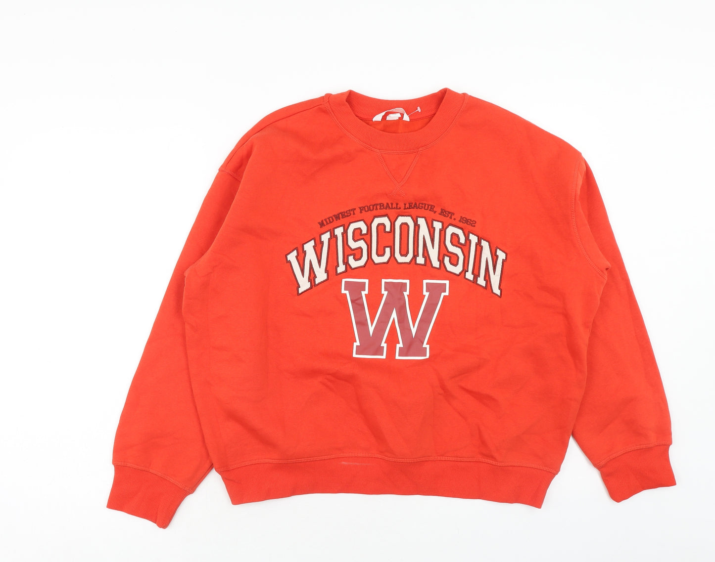 H&M Womens Red Cotton Pullover Sweatshirt Size M Pullover - Wisconsin