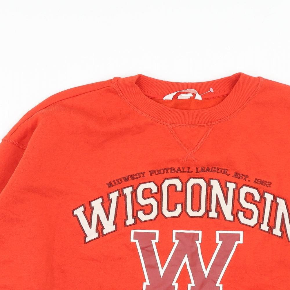 H&M Womens Red Cotton Pullover Sweatshirt Size M Pullover - Wisconsin