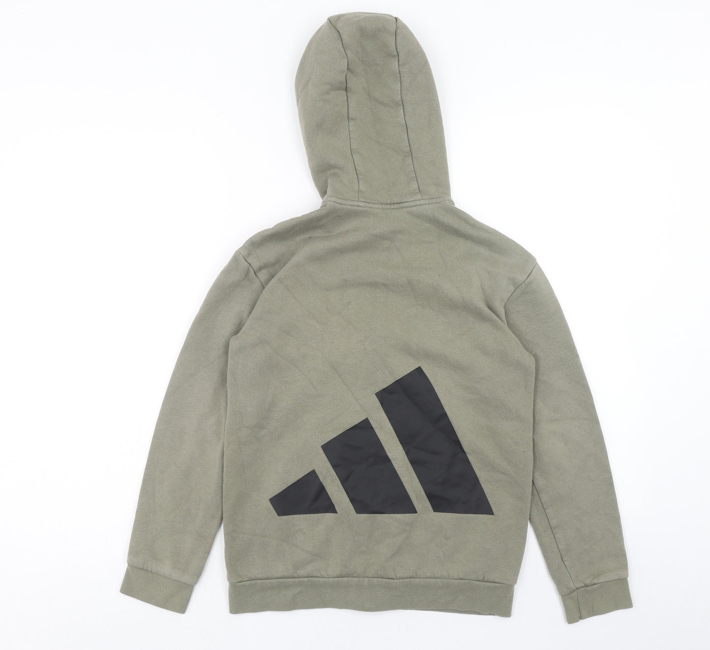 adidas Boys Green Cotton Full Zip Hoodie Size 11-12 Years Zip