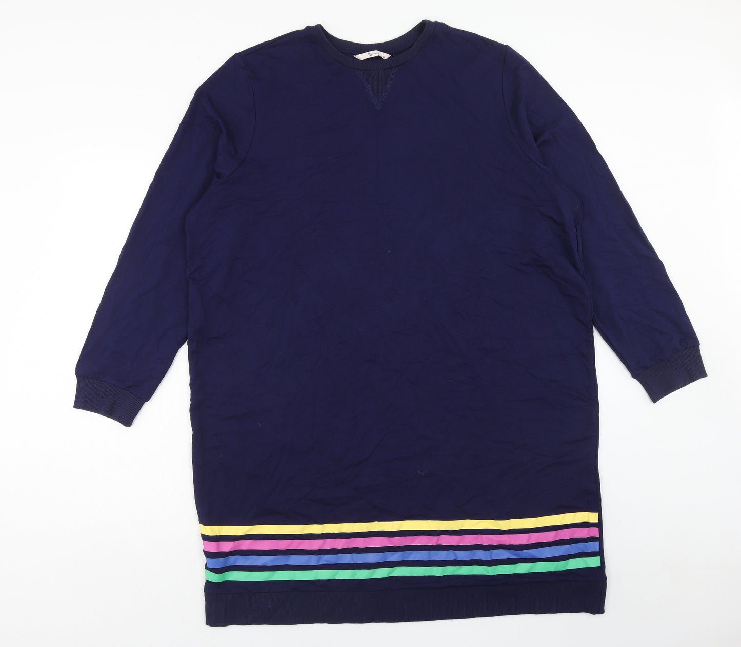 TU Womens Blue Viscose Jumper Dress Size 22 Round Neck Pullover