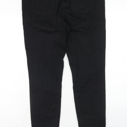 NEXT Womens Black Cotton Skinny Jeans Size 14 Regular Zip
