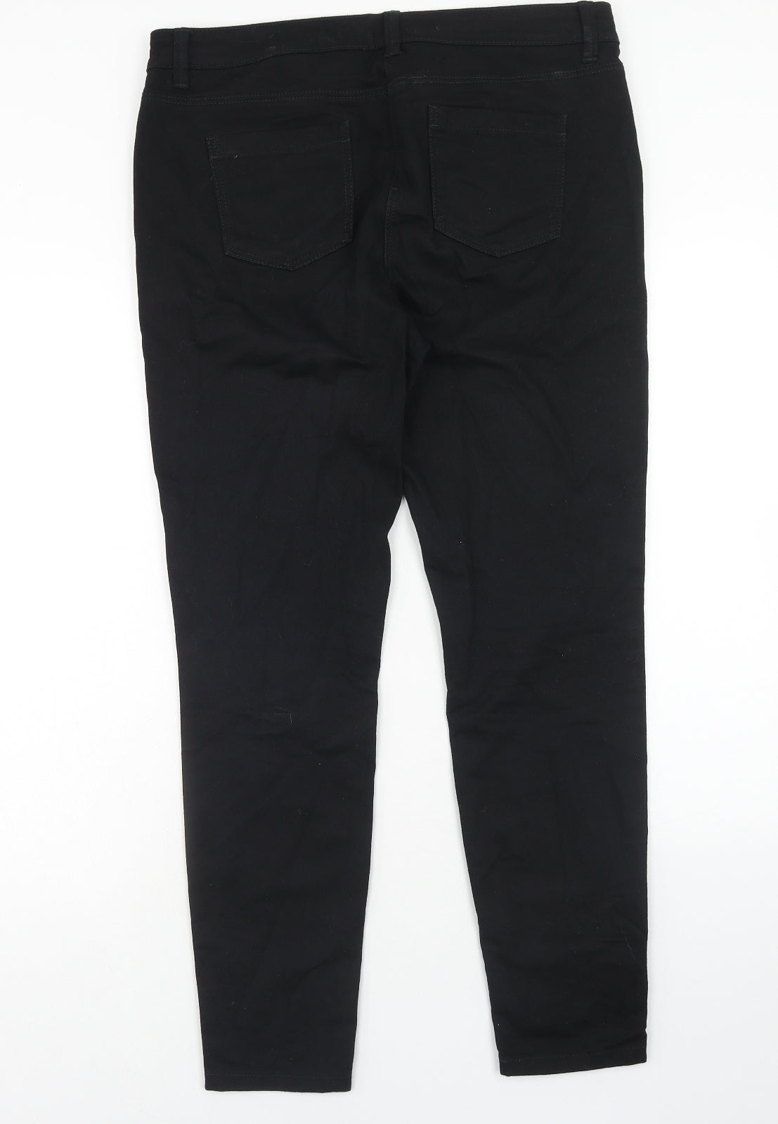 NEXT Womens Black Cotton Skinny Jeans Size 14 Regular Zip