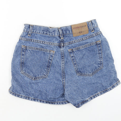 London Jean Womens Blue Cotton Hot Pants Shorts Size 6 Regular Zip