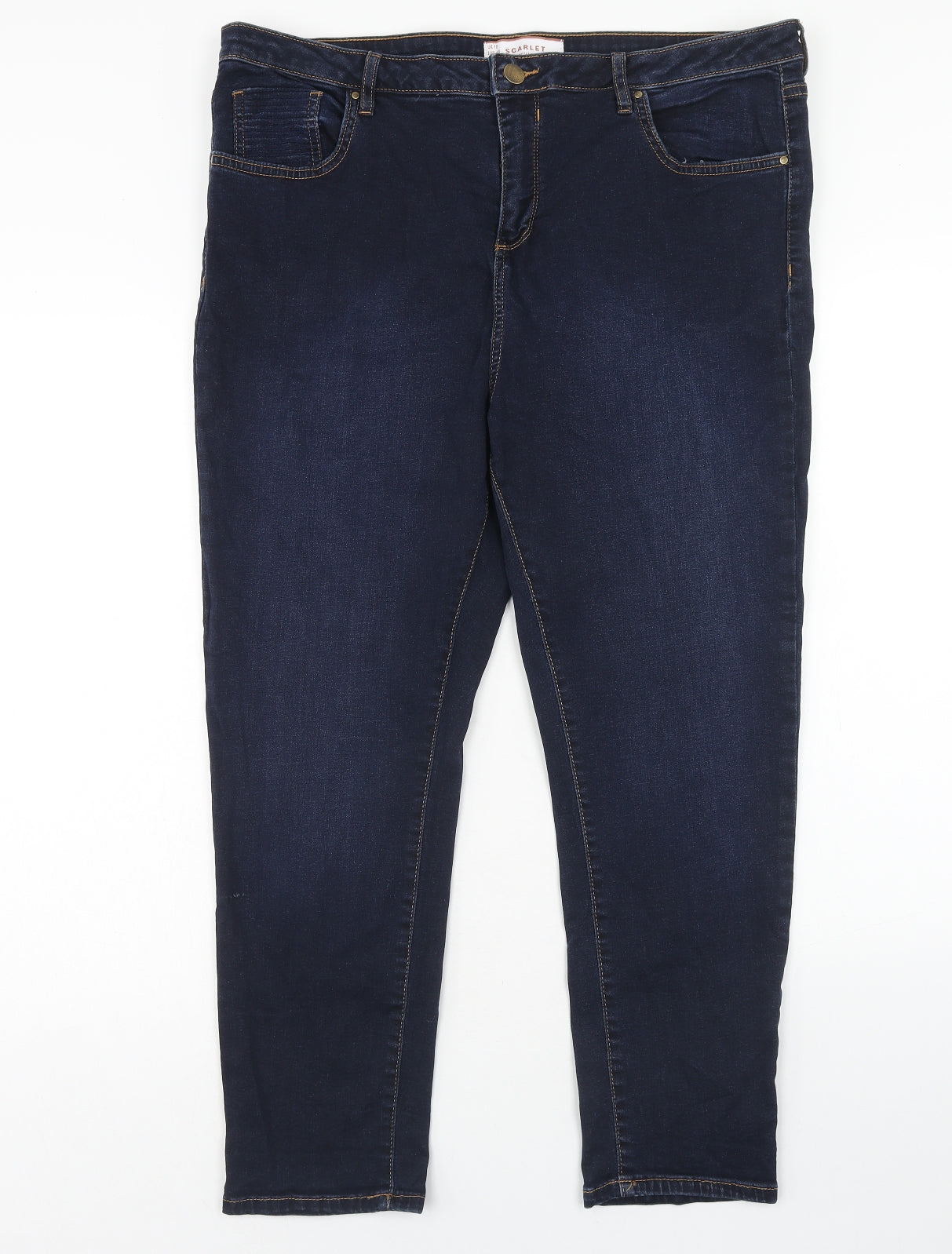 Wallis Womens Blue Cotton Skinny Jeans Size 18 Regular Zip