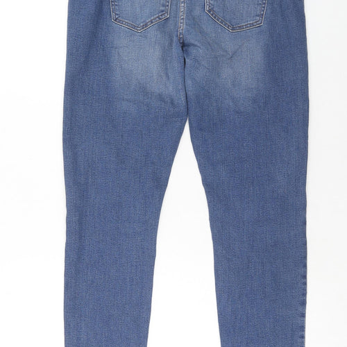 NEXT Womens Blue Cotton Skinny Jeans Size 14 Regular Zip