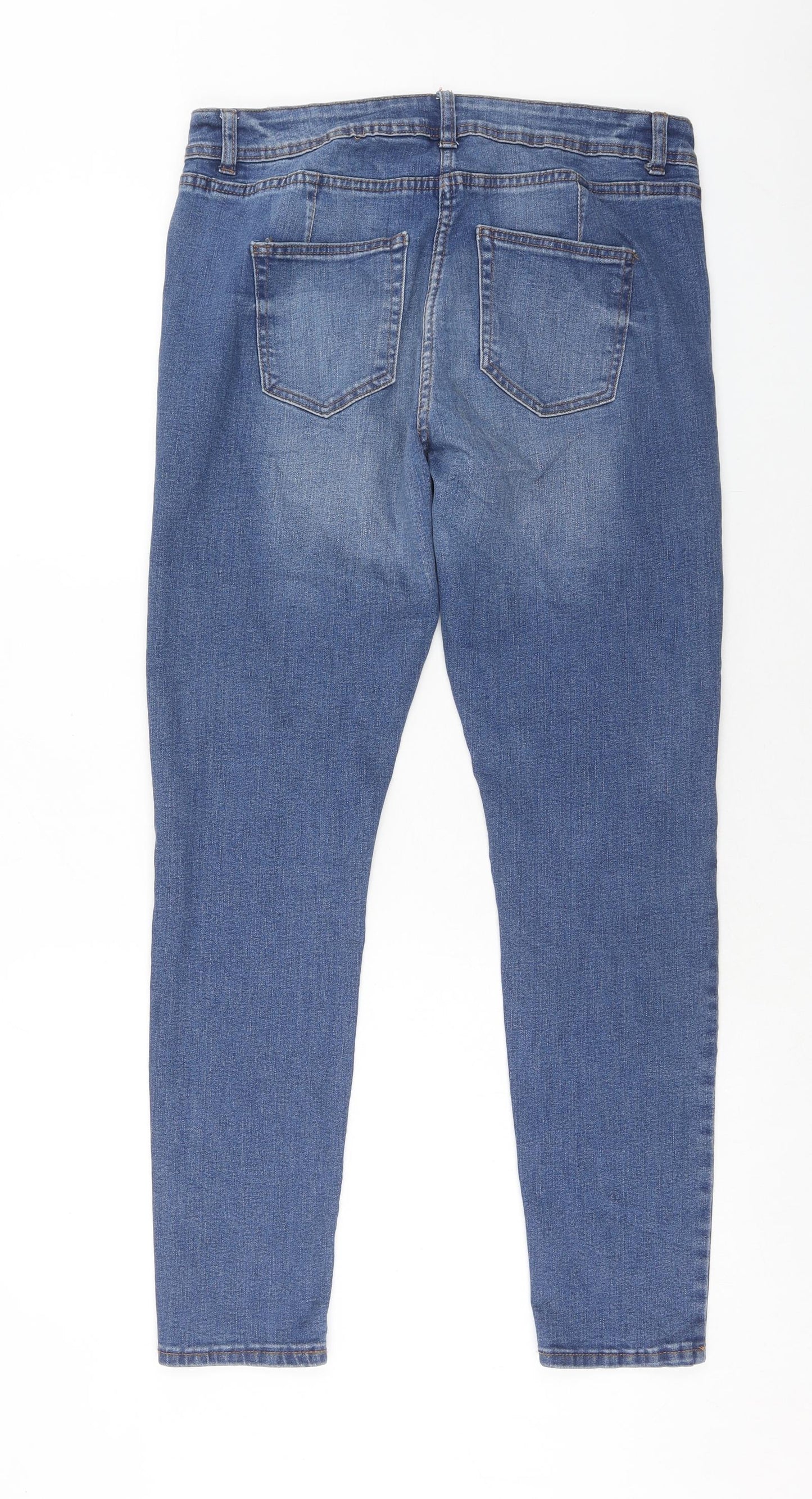 NEXT Womens Blue Cotton Skinny Jeans Size 14 Regular Zip
