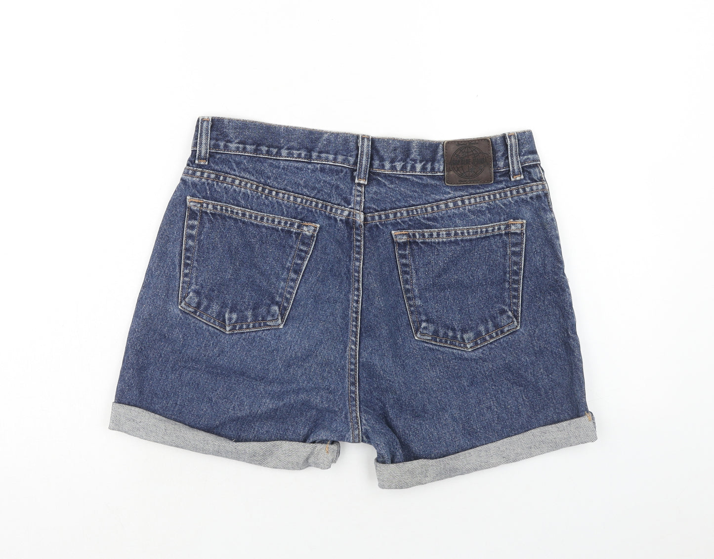 Gap Womens Blue Herringbone Cotton Hot Pants Shorts Size L Regular Zip
