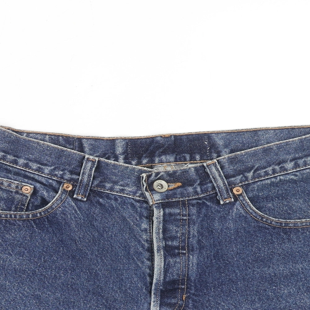 Gap Womens Blue Herringbone Cotton Hot Pants Shorts Size L Regular Zip