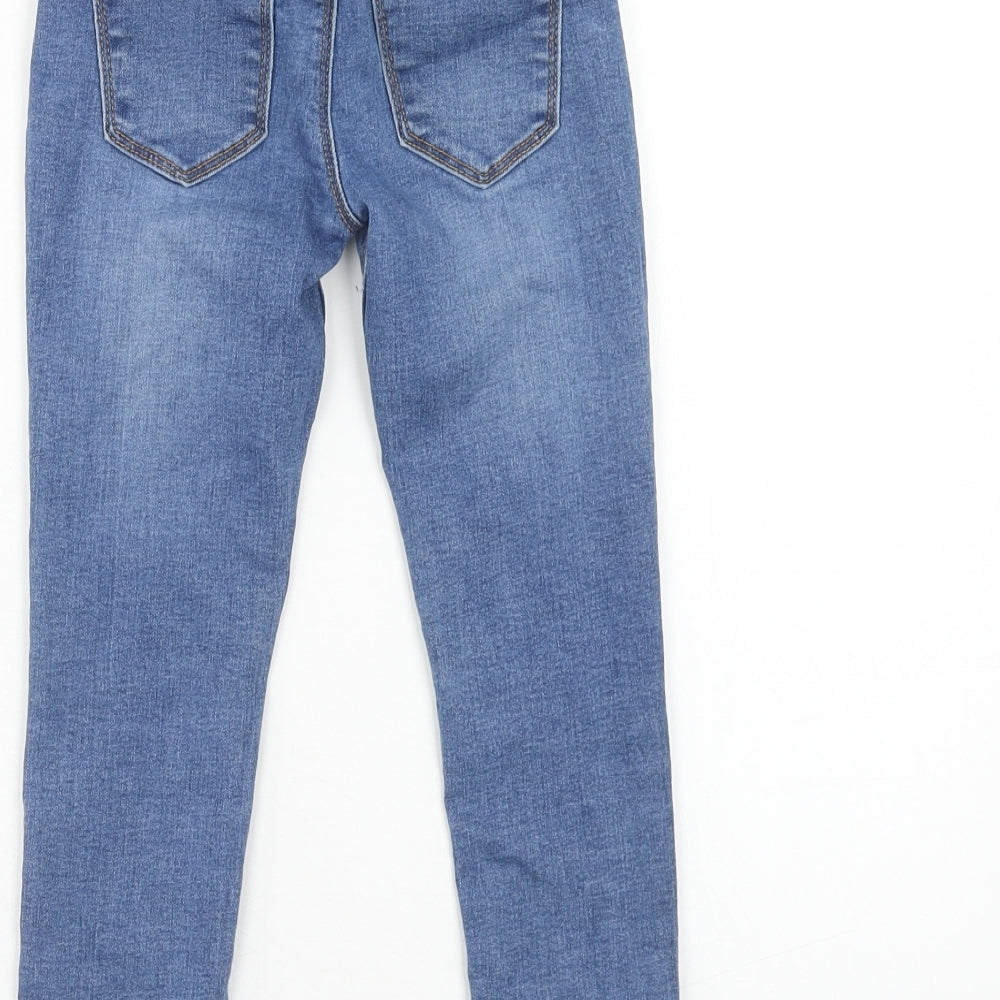 Denim & Co. Boys Blue Cotton Skinny Jeans Size 5-6 Years Regular Zip