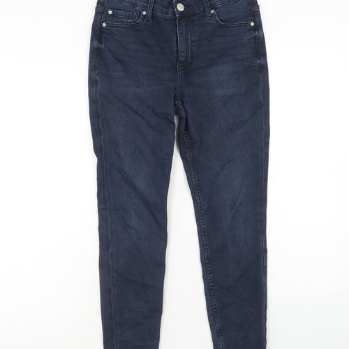 Marks and Spencer Womens Blue Cotton Skinny Jeans Size 10 Regular Zip