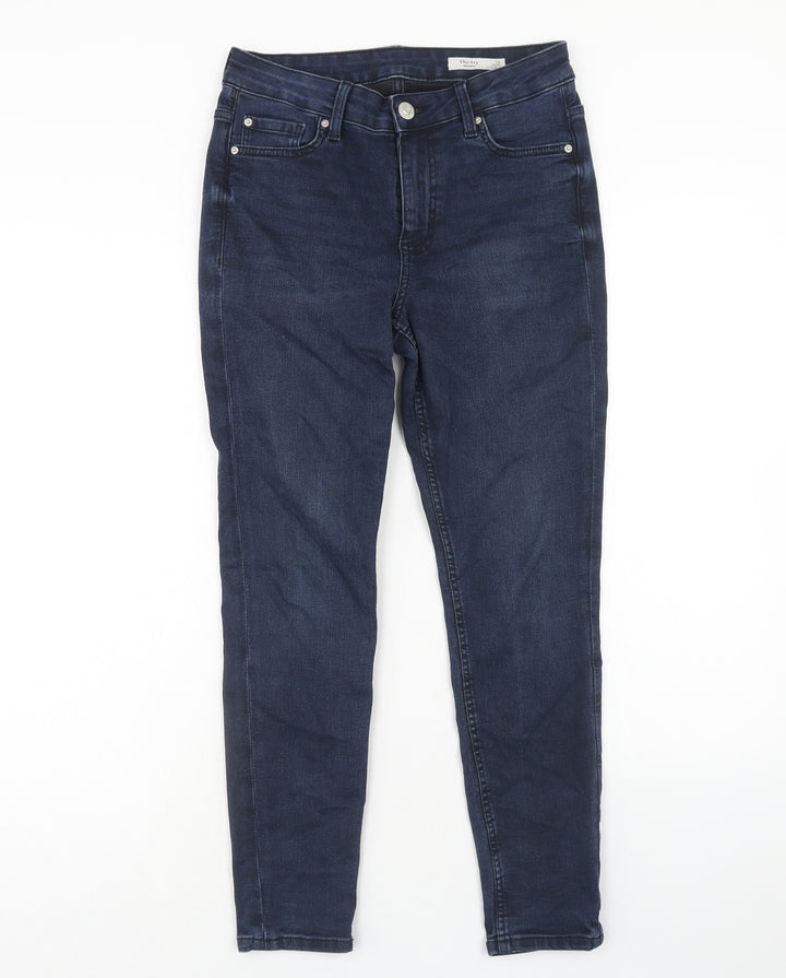 Marks and Spencer Womens Blue Cotton Skinny Jeans Size 10 Regular Zip