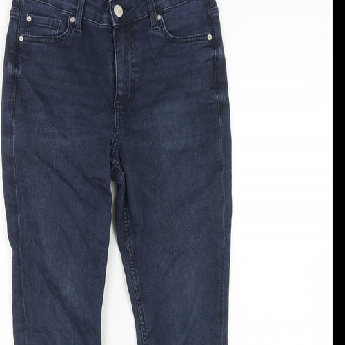 Marks and Spencer Womens Blue Cotton Skinny Jeans Size 10 Regular Zip