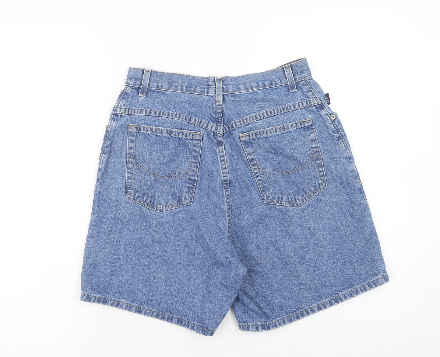 CHIC Womens Blue Cotton Mom Shorts Size 10 Regular Zip