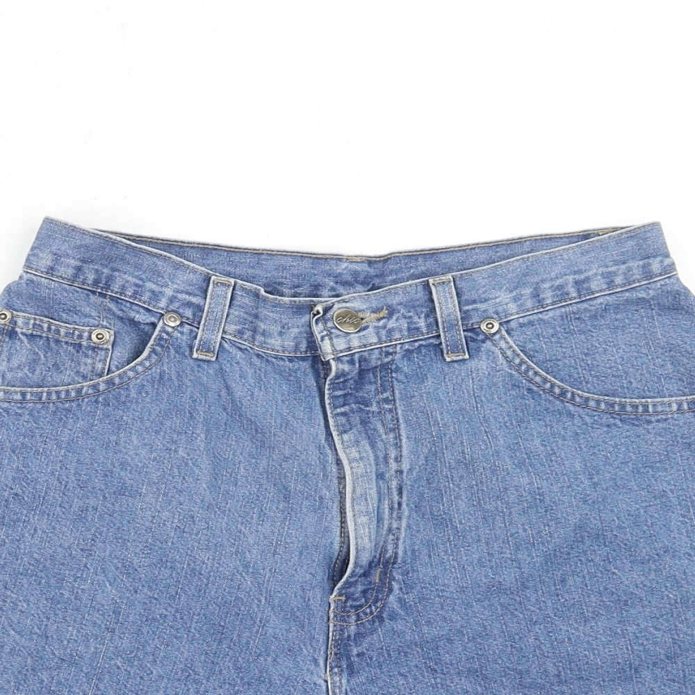 CHIC Womens Blue Cotton Mom Shorts Size 10 Regular Zip