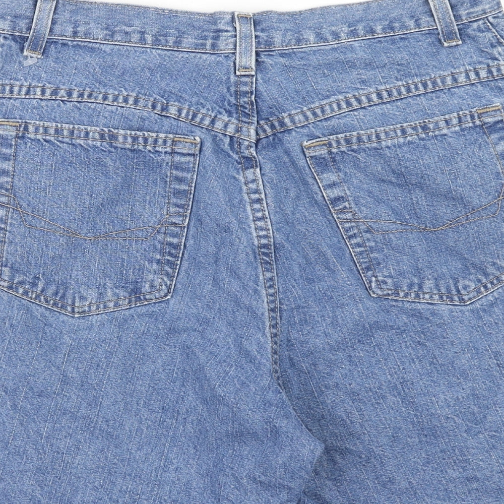 CHIC Womens Blue Cotton Mom Shorts Size 10 Regular Zip