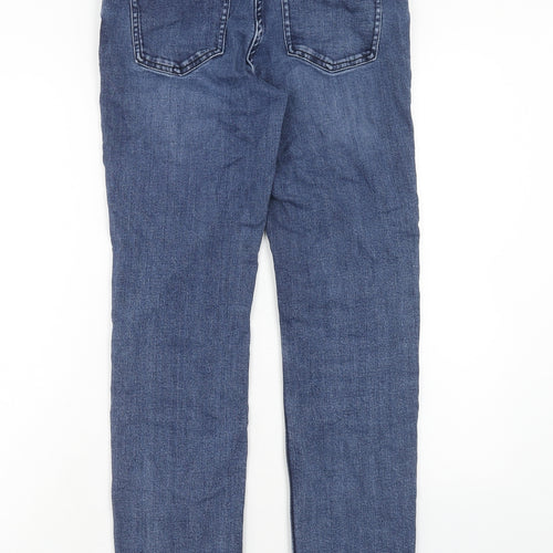 NEXT Womens Blue Cotton Straight Jeans Size 12 Slim Zip