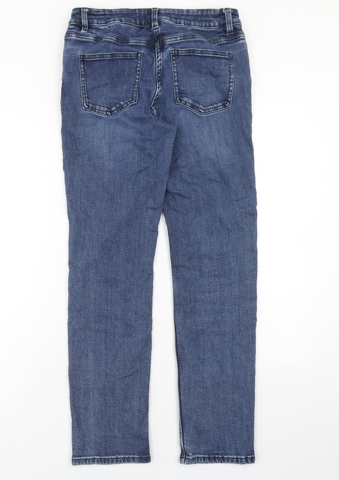 NEXT Womens Blue Cotton Straight Jeans Size 12 Slim Zip