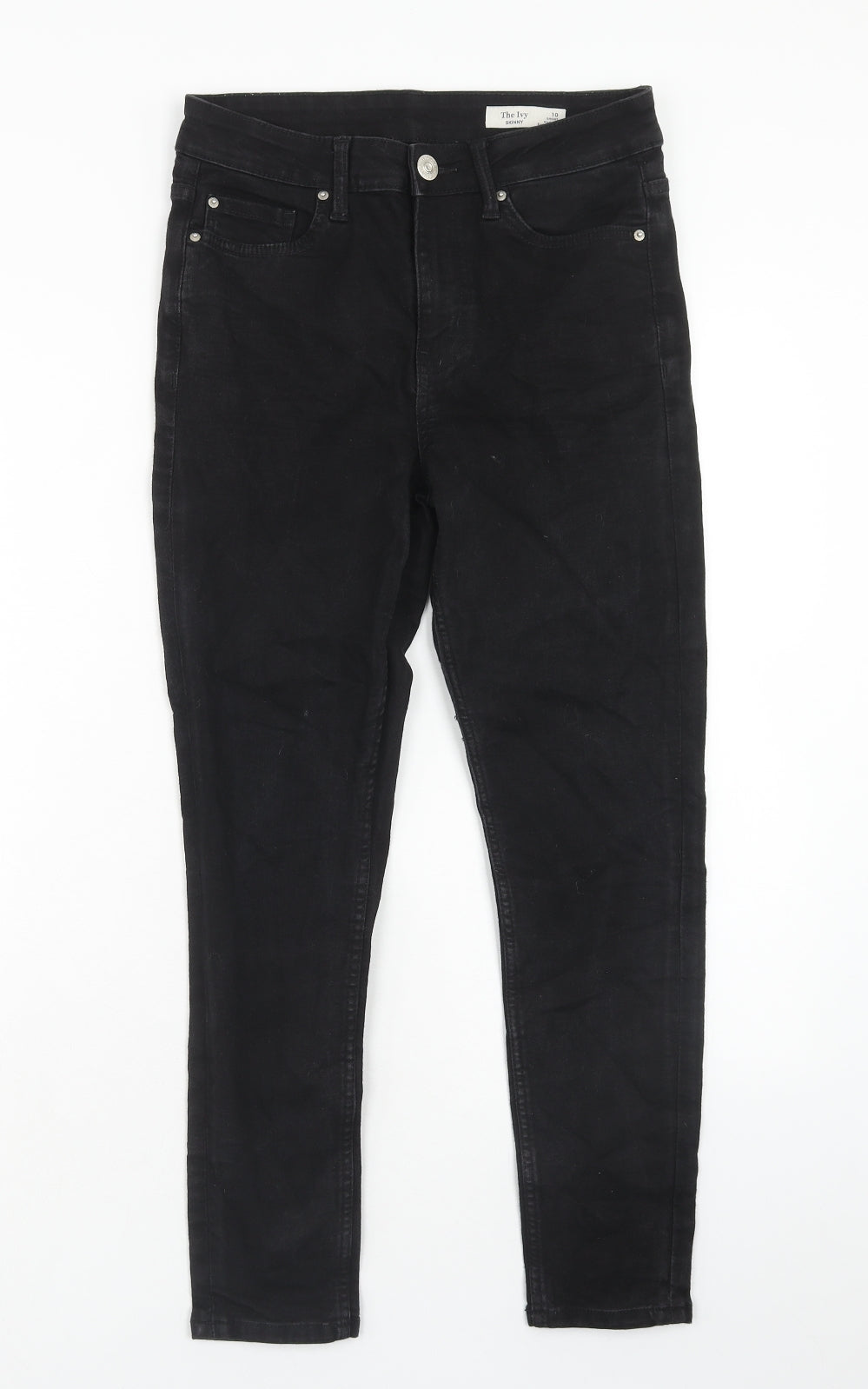 Marks and Spencer Womens Black Cotton Skinny Jeans Size 10 Regular Zip