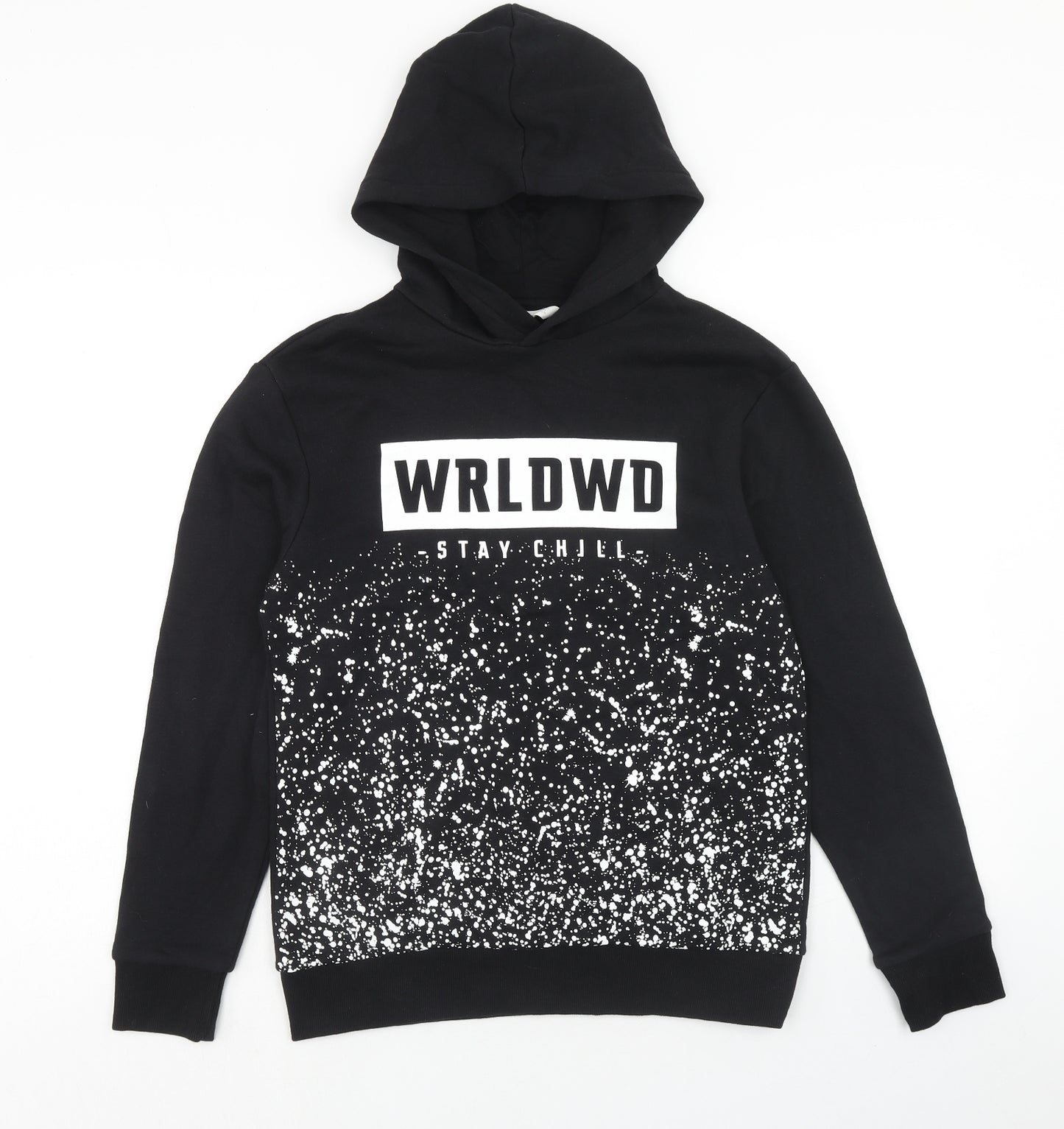H&M Boys Black Cotton Pullover Hoodie Size 13-14 Years Pullover - Stay Chill