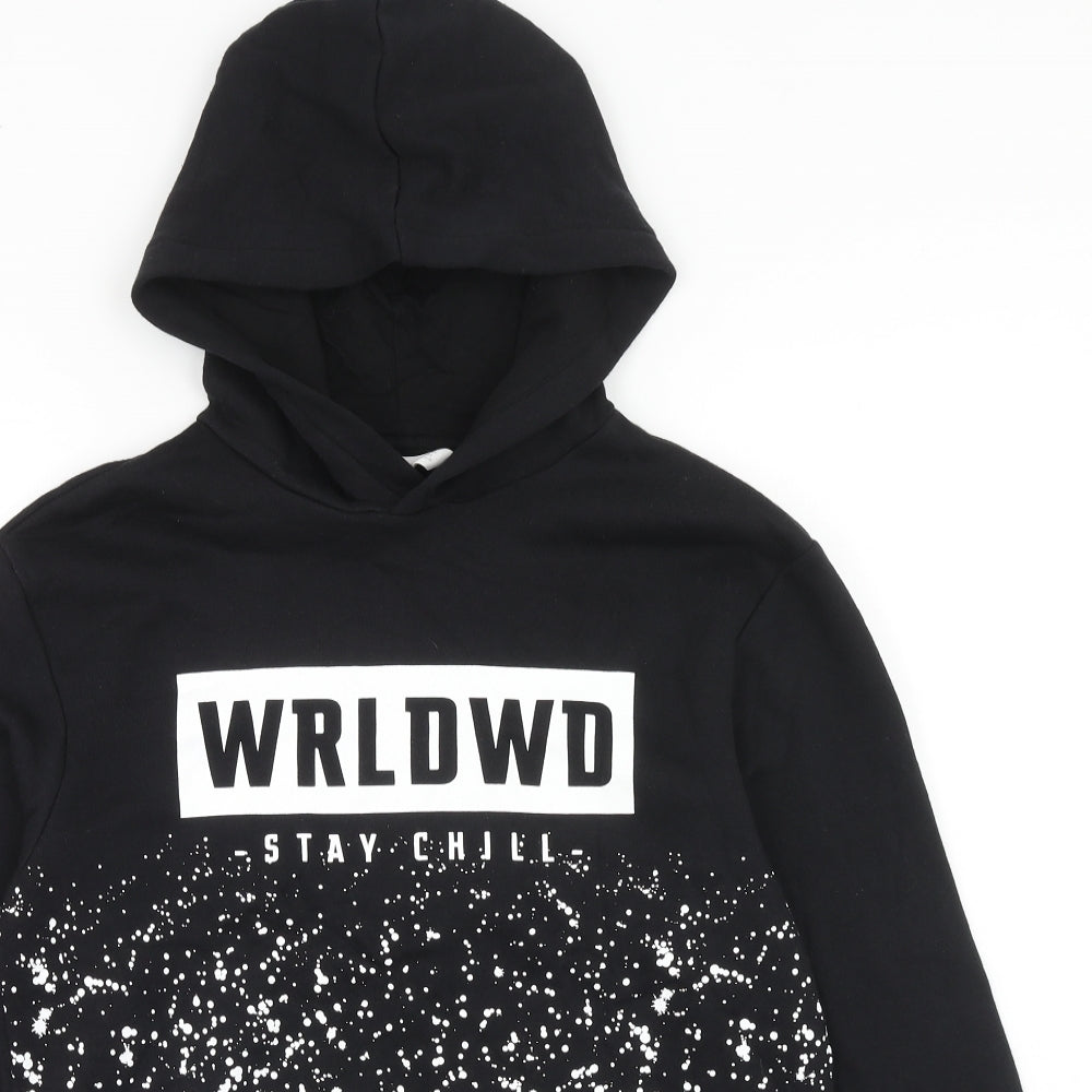H&M Boys Black Cotton Pullover Hoodie Size 13-14 Years Pullover - Stay Chill