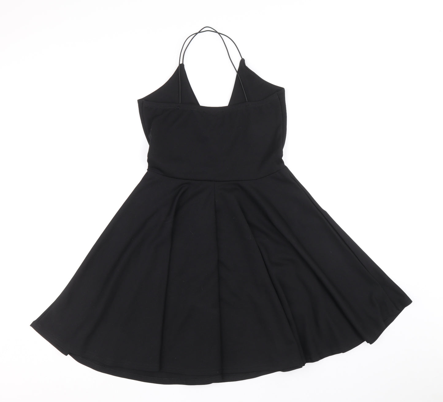 Boohoo Womens Black Polyester Fit & Flare Size 10 V-Neck Pullover