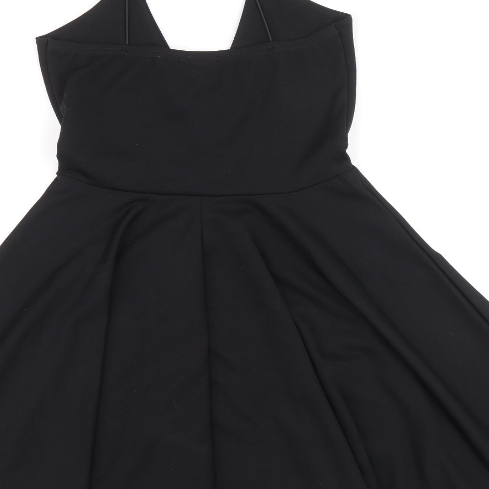 Boohoo Womens Black Polyester Fit & Flare Size 10 V-Neck Pullover
