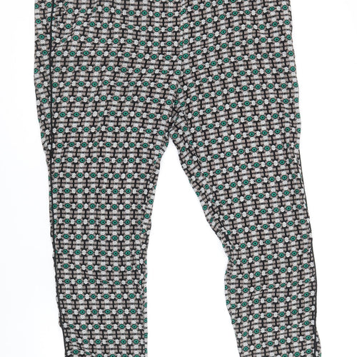 Stradivarius Womens Multicoloured Geometric Polyester Cropped Trousers Size L Regular