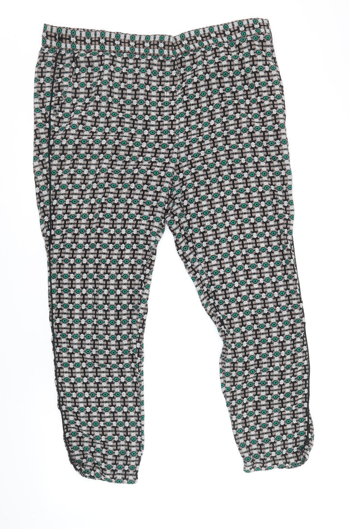 Stradivarius Womens Multicoloured Geometric Polyester Cropped Trousers Size L Regular