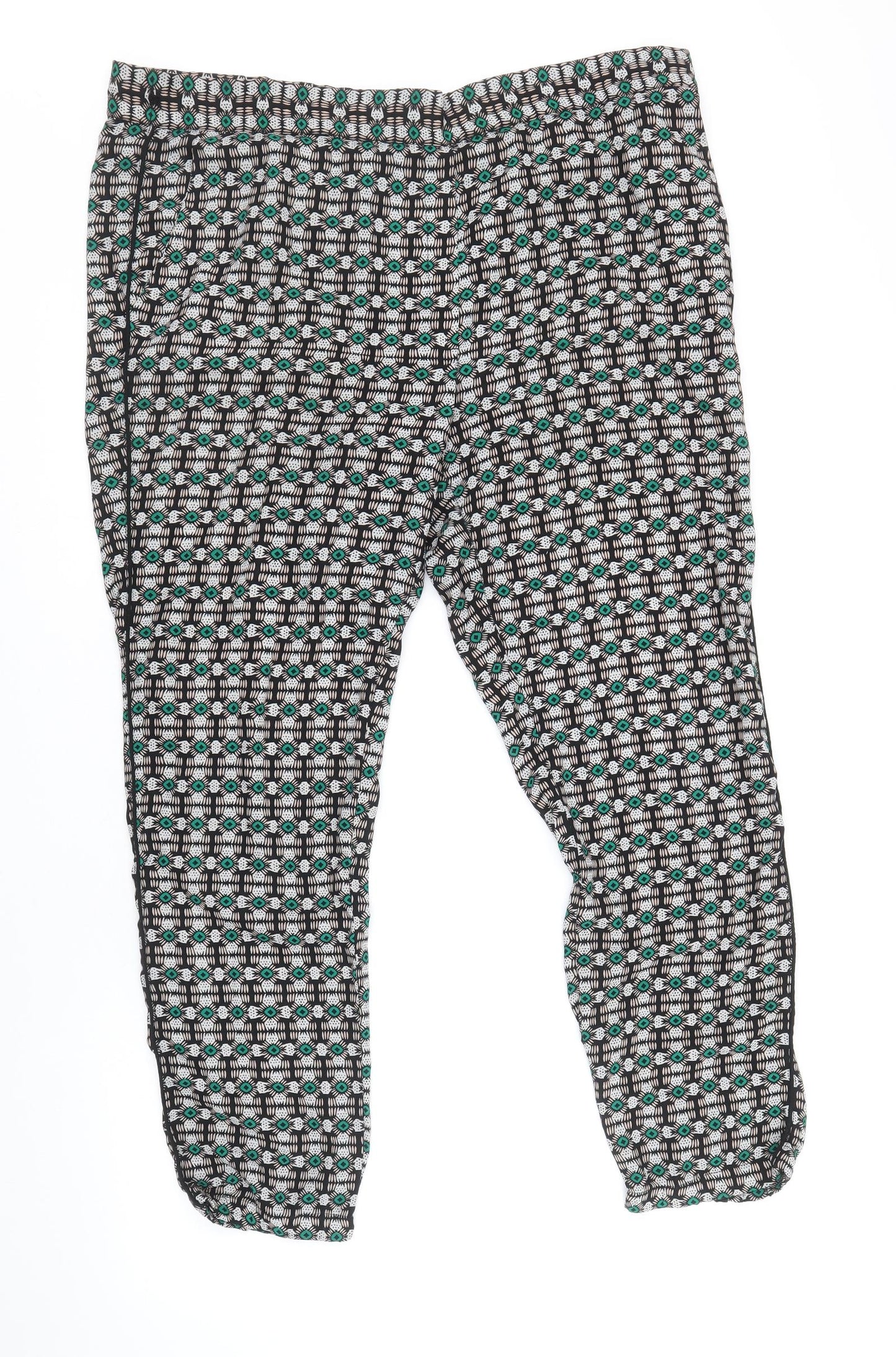 Stradivarius Womens Multicoloured Geometric Polyester Cropped Trousers Size L Regular