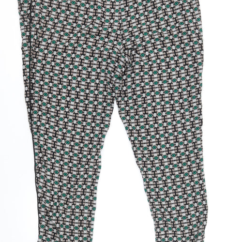Stradivarius Womens Multicoloured Geometric Polyester Cropped Trousers Size L Regular