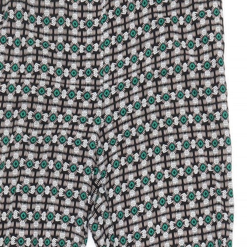 Stradivarius Womens Multicoloured Geometric Polyester Cropped Trousers Size L Regular