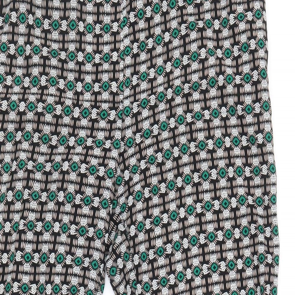 Stradivarius Womens Multicoloured Geometric Polyester Cropped Trousers Size L Regular