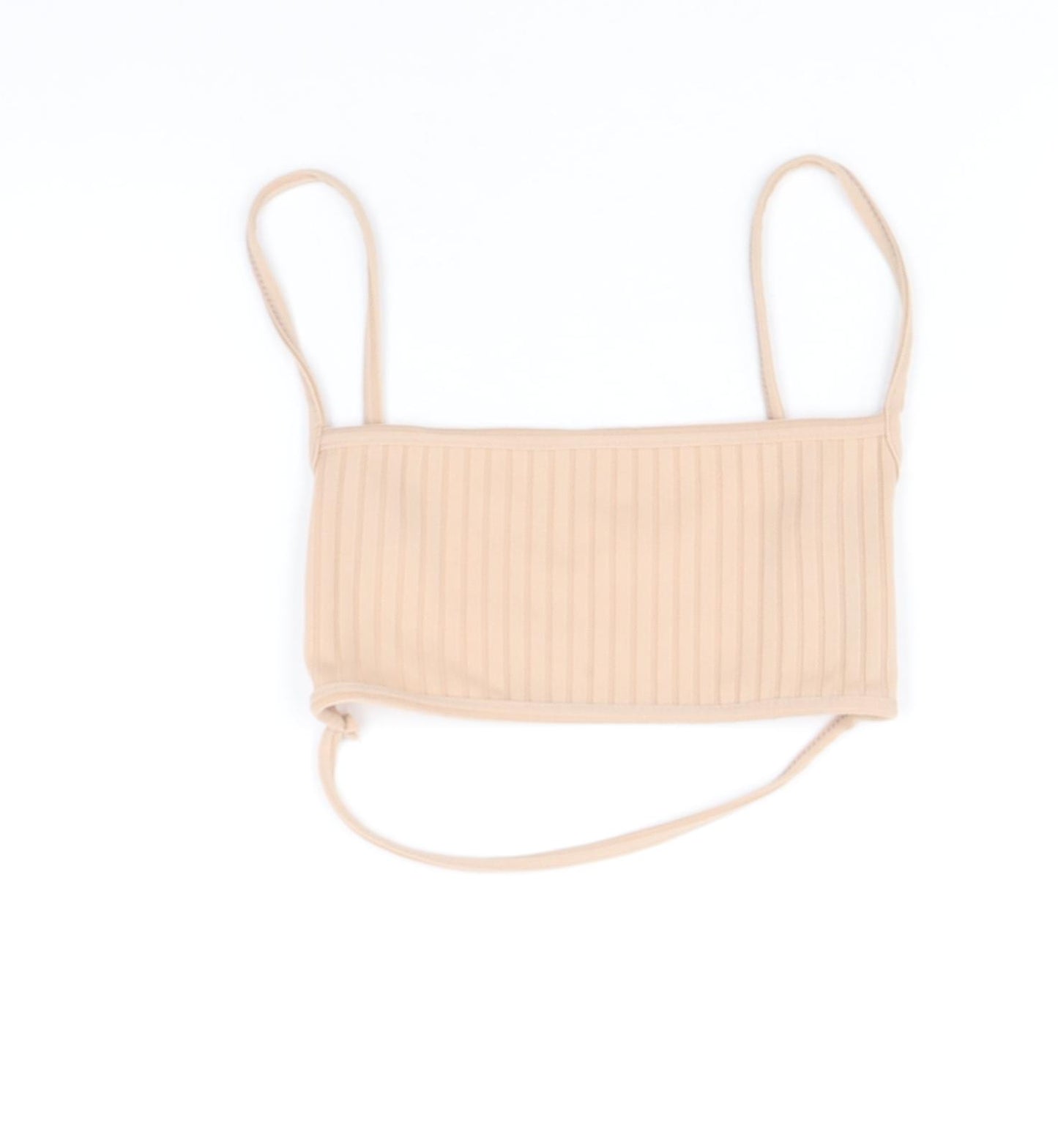 PRETTYLITTLETHING Womens Beige Polyester Cropped Tank Size 4 Square Neck