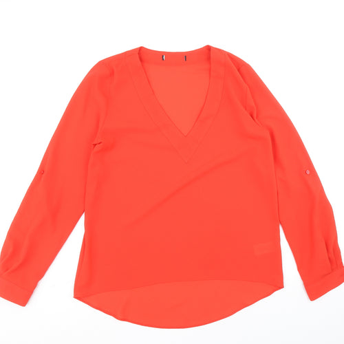 Atmosphere Womens Red Polyester Basic Blouse Size 8 V-Neck