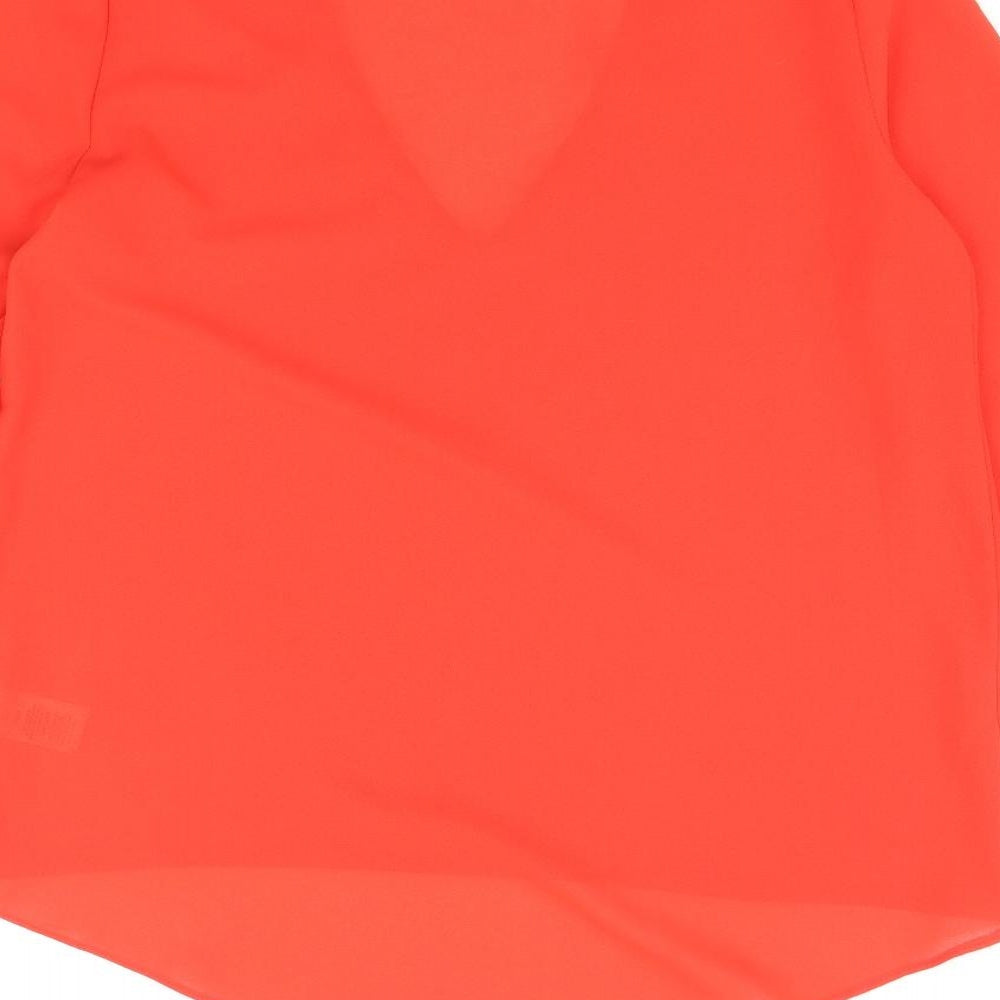 Atmosphere Womens Red Polyester Basic Blouse Size 8 V-Neck