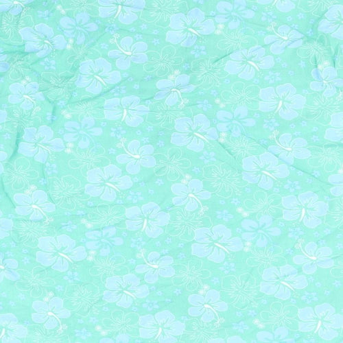 Primark Womens Blue Geometric Viscose Basic Button-Up Size 10 V-Neck